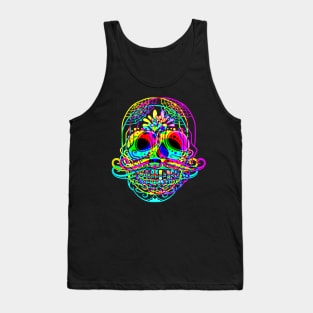 Mustache Sugar Skull - crossed neon colored Tank Top